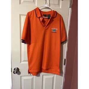 Mens Large Vintage Florida Gators Short Sleeve Orange 1/4 Button Up Polo